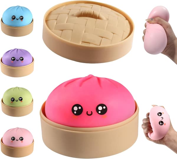Dumpling Squishy Mystery Box, Sød Blød Dumpling Stressbold Sensorisk Legetøj, Angstlindrende Skrivebordslegetøj (Pink) Pink