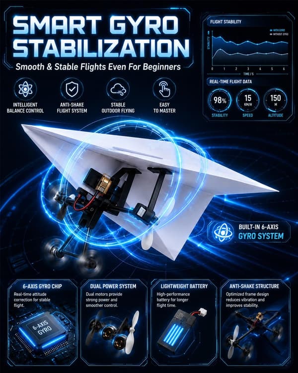 RC papirflysett med gyrostabilisator