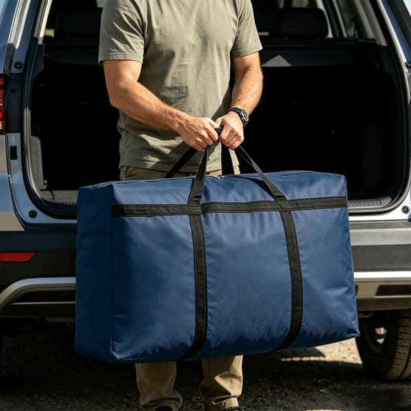 Stor Rejsetaske Sammenfoldelig Opbevaringstaske Overdimensioneret Flyttetaske Multifunktionel Håndbagage, Blå, Medium Blue Medium