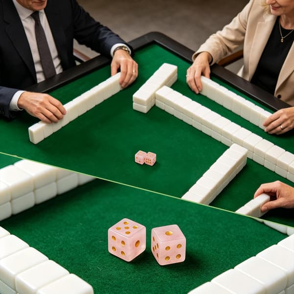 2 stk. krystalterningsæt Mahjong, lyserøde ædelstenskrystalterninger