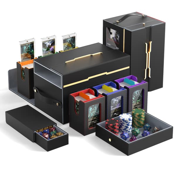 FOXHIVE MTG Commander Deck Box, 6-modulær kortstokkholder med 2 terningbrett Multicolour
