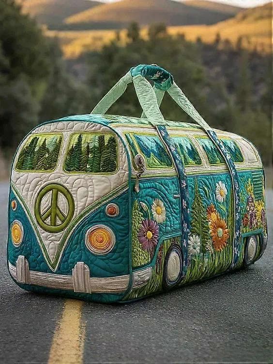 Ny Hippie Van Quiltad Duffle Bag, Weekend Resväskor Presenter Het 2026 Duffle Bag 3