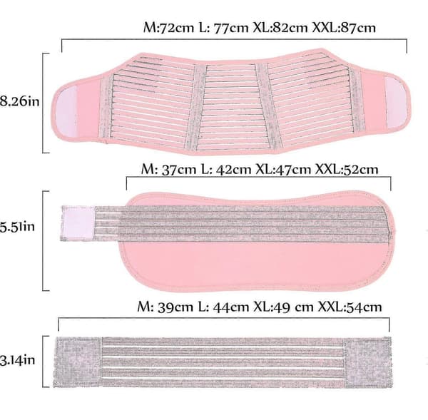 Graviditetsstøttebælte - 3-i-1 barselsbælte med blødt strækbart åndbart materiale Pink M