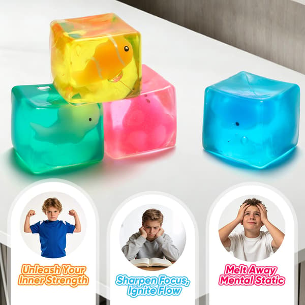 Squishy Stresskub, 4-pack Stor Is Sensorisk Fidgetleksak för Barn med Autism Ocean
