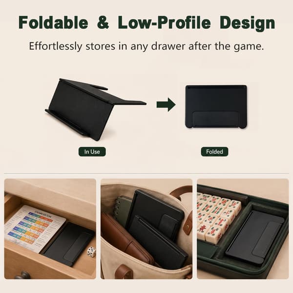 expgaze Mahjong kortholder til bord, under måtte, skyd ind, vinklet visningsstativ, foldbart 3D-printet pladsbesparende tilbehør til amerikansk E-01
