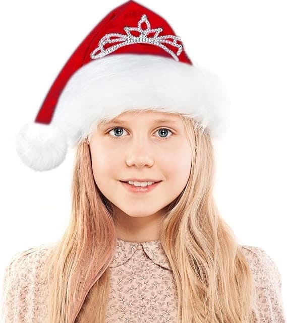 Julehue med krone til prinsessen, julepynt og kostumer Ed, rød red