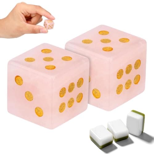 2 stk krystallterningsett Mahjong, rosa edelsten krystallterninger