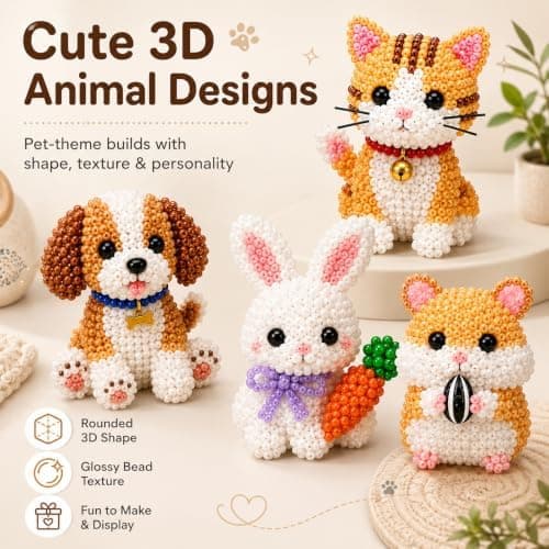 Kelamit Tiny 3D Pärldjur DIY Kit Presenter för Hantverksälskare (Husdjursälskare)