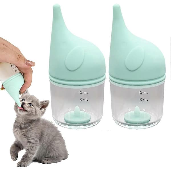 2 st kattungeflaskor, valpflaskor för amning, läckagesäker klämbar husdjursmatningsflaska (20 ml)