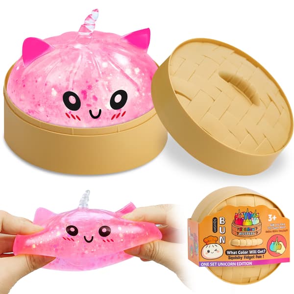Dumpling Mystery Box, Regnbue Glitter Langsomt Stigende Squishy Klemmelegetøj, Stress- og Angstdæmpende Sensorisk Fidget Legetøj (Blå) Blue-