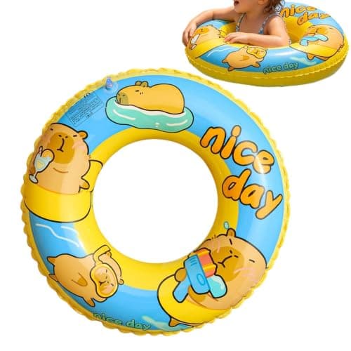 Uppblåsbara poolringar Tecknad Capybara – –Läckagesäker PVC Uppblåsbar Simring Blue