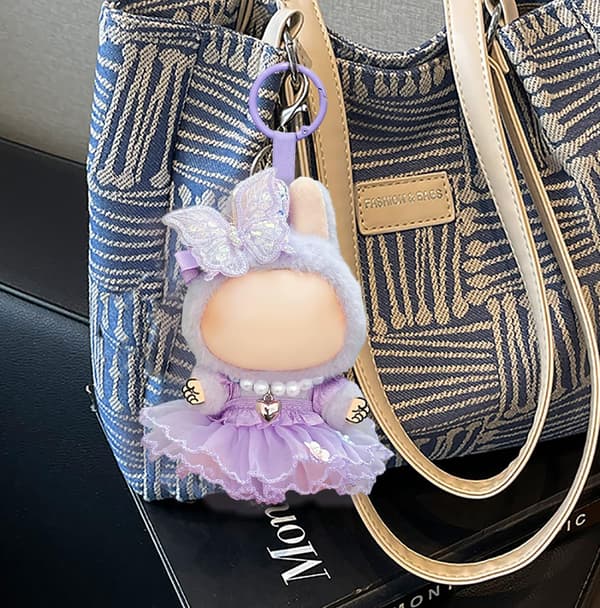 Lila dockkläder set för Labubu 17cm, sommarprinsessklänning Purple