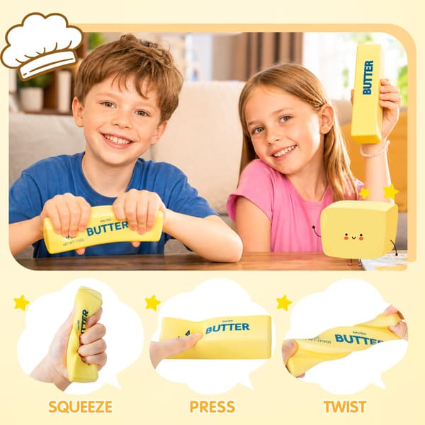 3-pack smörsquishy långsamt stigande klämleksaker, sensoriska fidgetleksaker Butter Stick-3p-yellow