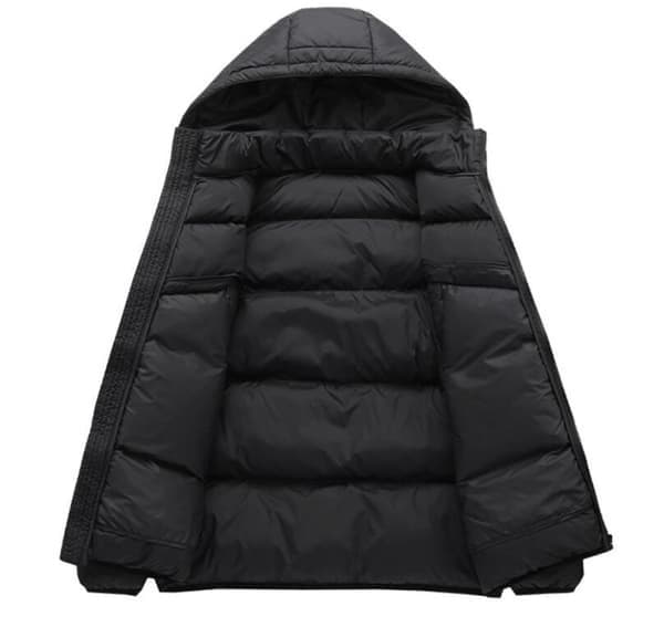 Pufferjakke til mænd med trykknapper, sort, størrelse XL black XL