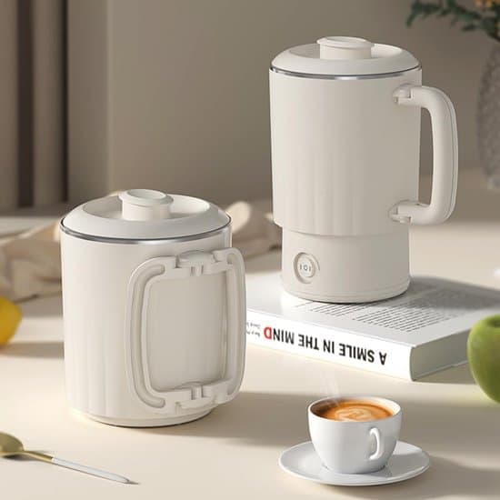 Kedel - Bærbar rejsekedel - 600 ml - Kompakt - med foldbart håndtag - Fødevaregodkendt rustfrit stål