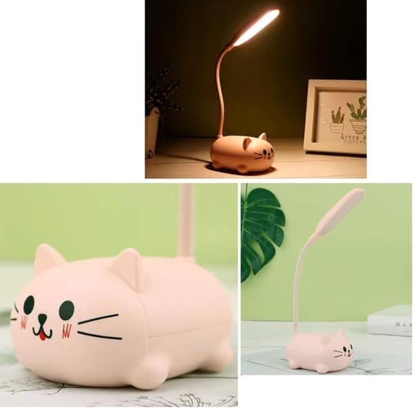 Sød lyserød mini katte natlampe, USB genopladelig, foldbar til børneværelset, lyserød Rosa Rosa