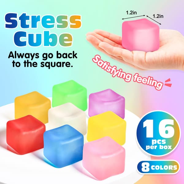 VISCOO 16 st stresskuber, långsamt stigande squishy, iskubstressbollar 16p-cubes 8 Colors