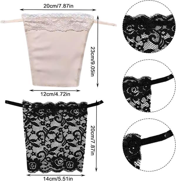 6 stk. Dame Clip-on Mock Camisole BH-indlæg Overlay Modesty Panel Vest til kvinder Sort