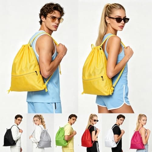 Rygsæk med snoretræk Sport Gym Sackpack-Stor (Gul A) Yellow a
