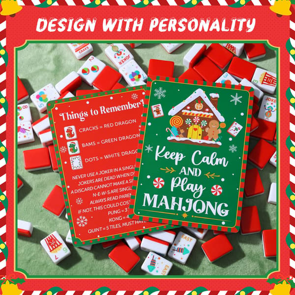 4 stk Mahjong Shuffler Tile Mixing Card, Klassisk, Lineær, Jul Classic / Linear / Christmas