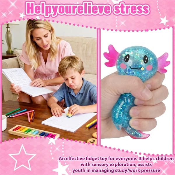 9 cm Blå Glitter Stående Axolotl Squishy Langsomt Stigende Blue