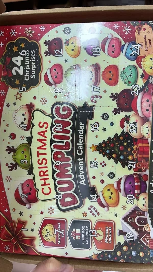 Julekalender 2026, 24-dagers Dumpling Squishy nedtellingsleke med søte samlefigurer, juleborddekorasjon