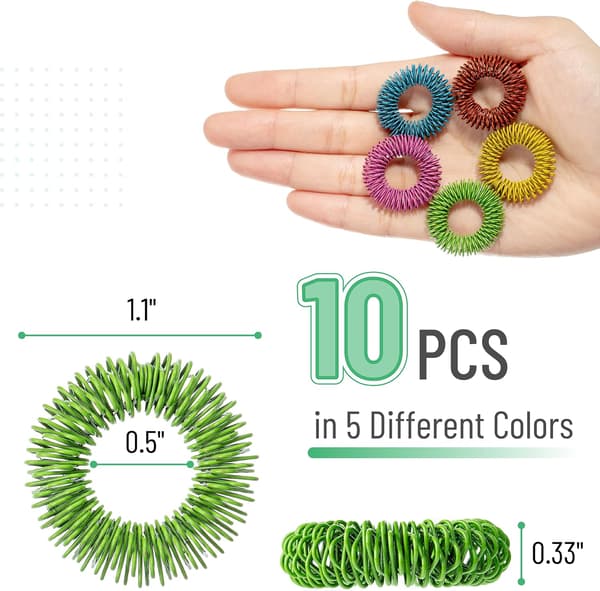 Mr. Pen 10-pack livfulla spikiga sensoriska ringar, stresslindrande fidget-massageringar för ADHD BFRB Summer