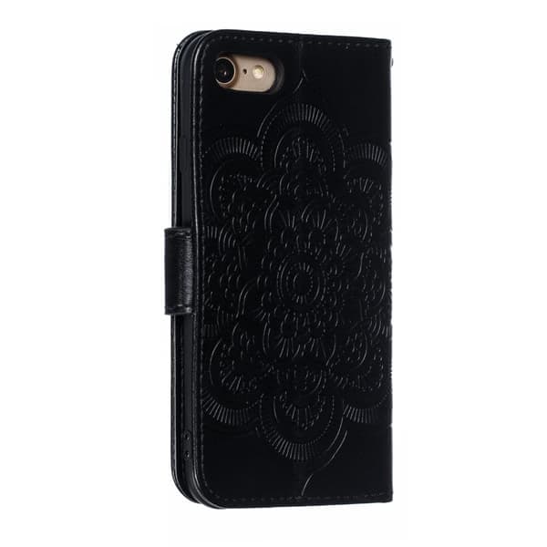 Kompatibel med iPhone 7/8/SE (2020/2022) - Mandala Pung Etui - Sort Sort IPHONE8/7/SE 2020/SE2/SE3