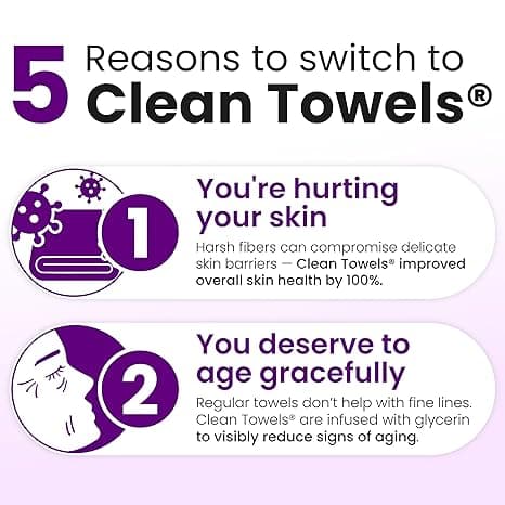 Clean Skin Club Anti-Aging Ansigtsklude XL, Ultrabløde Engangs Ansigtsklude, Makeupfjerner Servietter, 50 Stk.