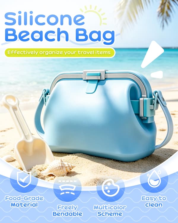 Silikon strandveske med stropp, vanntett flytende tote Pink Medium