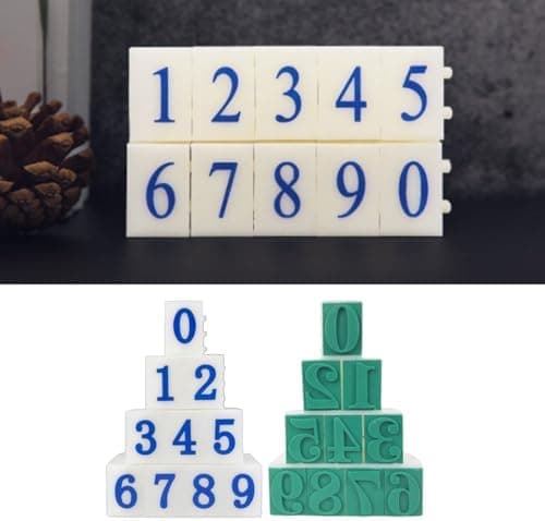 Sæt med 10 nummerstempler til håndværk og undervisning gummistempel fra 0 til 9 numre til kortfremstilling og kunsthåndværk bærbart H
