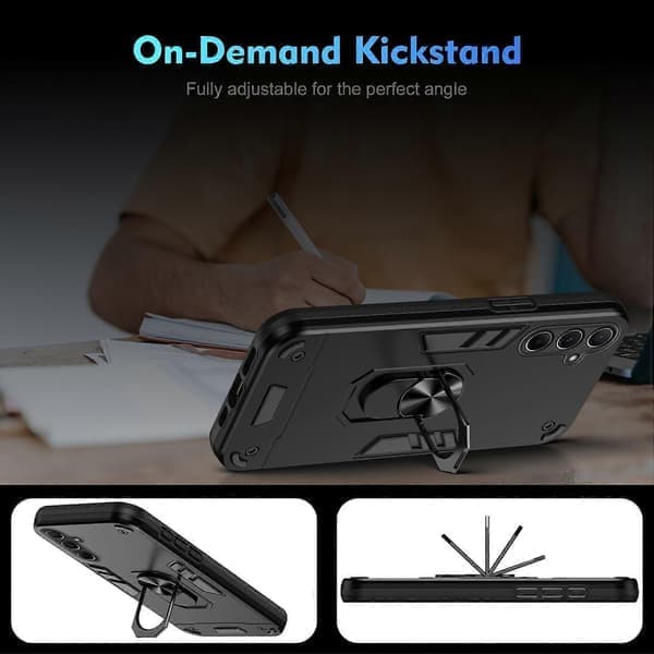 Fodral för Samsung Galaxy A56 5G PC TPU Stötsäkert Telefonfodral med Ringstativ Grön