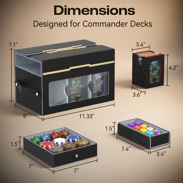 FOXHIVE MTG Commander Deck Box, 6-modulær kortstokkholder med 2 terningbrett Multicolour