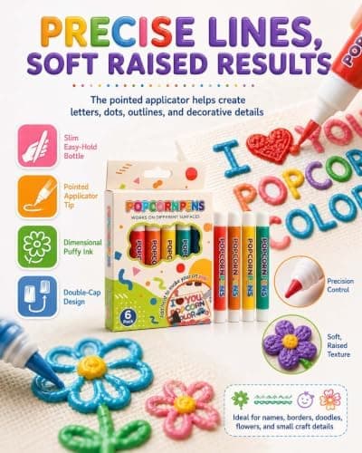 Popcorn Puffy Pens, 3D-taikapiirustuskynä 6 värin kuplataidetussisetti (#B) #B