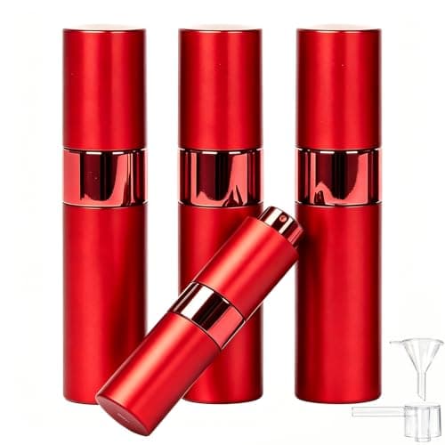 4-pack 8 ml påfyllningsbara parfymatomizers, läckagesäker insida, aluminiumskal Red