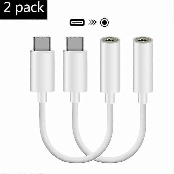 2 stk. Type C USB - C han til 3,5 mm hun hovedtelefonstik Aux lydadapterkabler JIKAIX