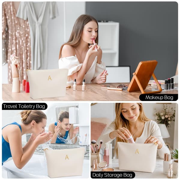Damgåvor Flickor Initial Smink Kosmetisk Rese Necessär Beige A