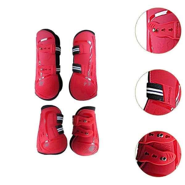 4x Hästskydd Benlindor Stötdämpande Ridskydd red XL