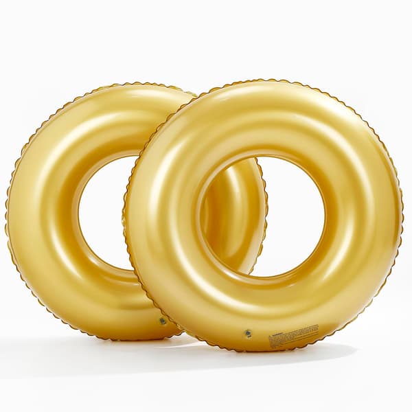 Stora uppblåsbara poolflottar 35 tums poolflottar – poolringar simringar uppblåsbara poolringar flottar för vuxna, poolflottar för tema Gold