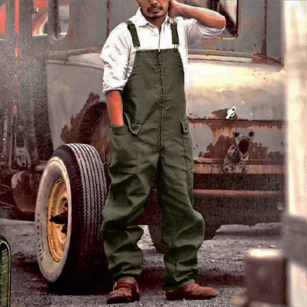 Afslappede Retro Overalls til Mænd - Løstsiddende Store Cargo Bukser Gray M