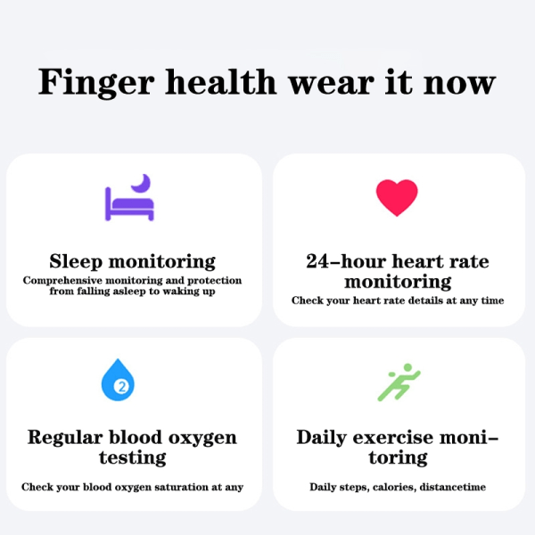 Smart Ring Trenings- og Helsemonitor i Titanlegering Fingerring Fo- Perfekt -