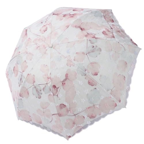 Blonde Blomster 3-Fold Paraply UPF 50+ UV-Beskyttelse Rejseparasol til Regn og Sol Manual-07Pink