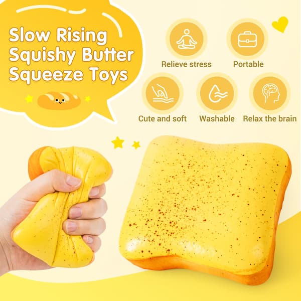 2-pack brödsmör Squishy Långsamt stigande klämleksaker, Fidget Squishies Leksaker Bread Stick-2p-yellow