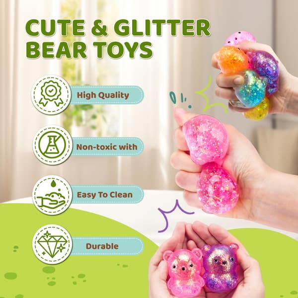 24-pack björnstress-squishyboll, Fidget Taba Squishy-leksaker för barn 24 Pack Bear Stress Balls