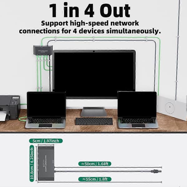 4-ports Gigabit Ethernet-adapter til Starlink Mini satellitinternet