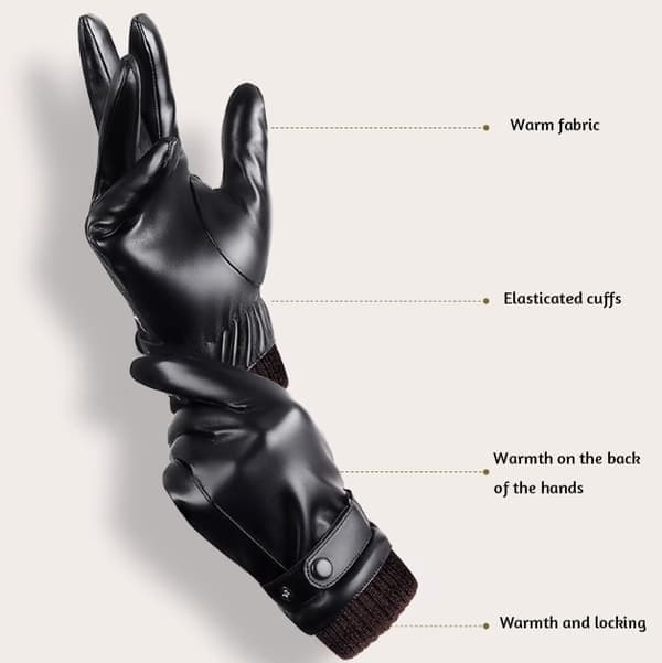 1 par sorte ridehandsker med fuld finger til mænd i PU-læder, style2 style2