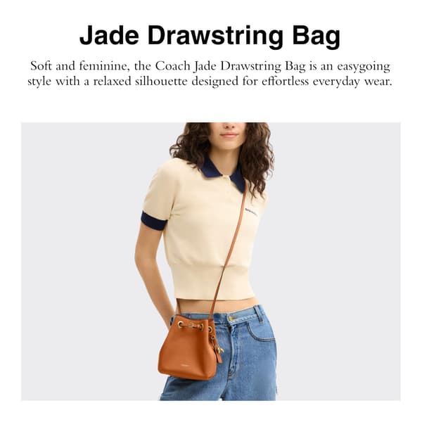 Coach Damväska i läder Jade Drawstring Bucket Bag Amber Brown
