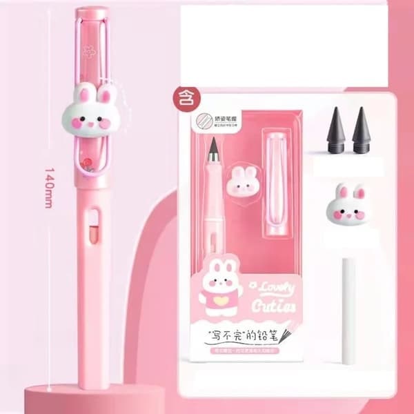 Kawaii tecknad evighets- och stiftpennset, gul yellow