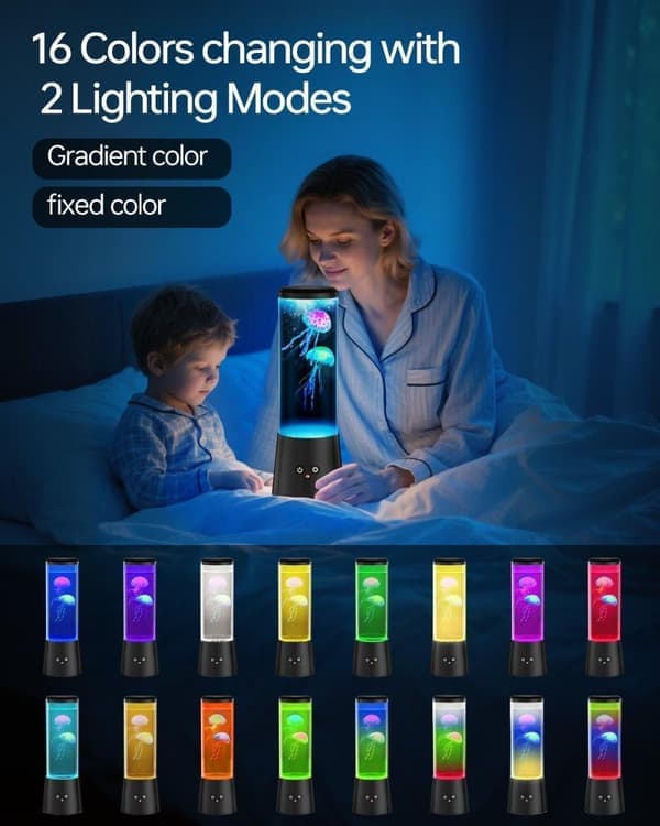 Lavalampe Bordlampe USB LED 29cm 16 Farger Boble Natt Barn Dekorasjon