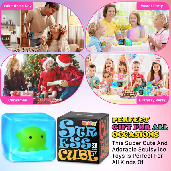 Squishy Stress Cube Fidget Legetøj Voksne - Glød i Mørket Blæksprutte Sensorisk Legetøj til Børn med Autisme Stressbolde til Børn Klemmelegetøj til Octopus2